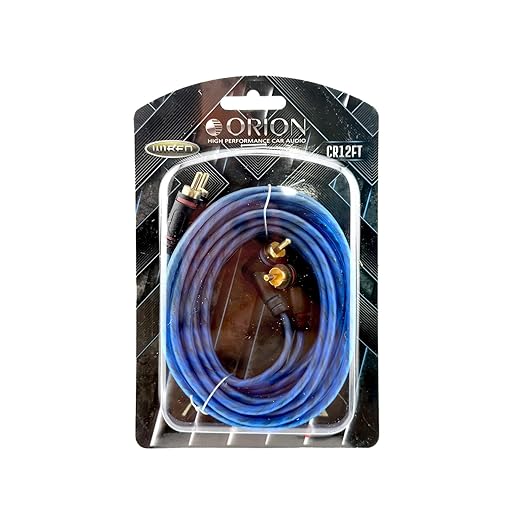 Packaged Orion high-performance car audio cable on a white background