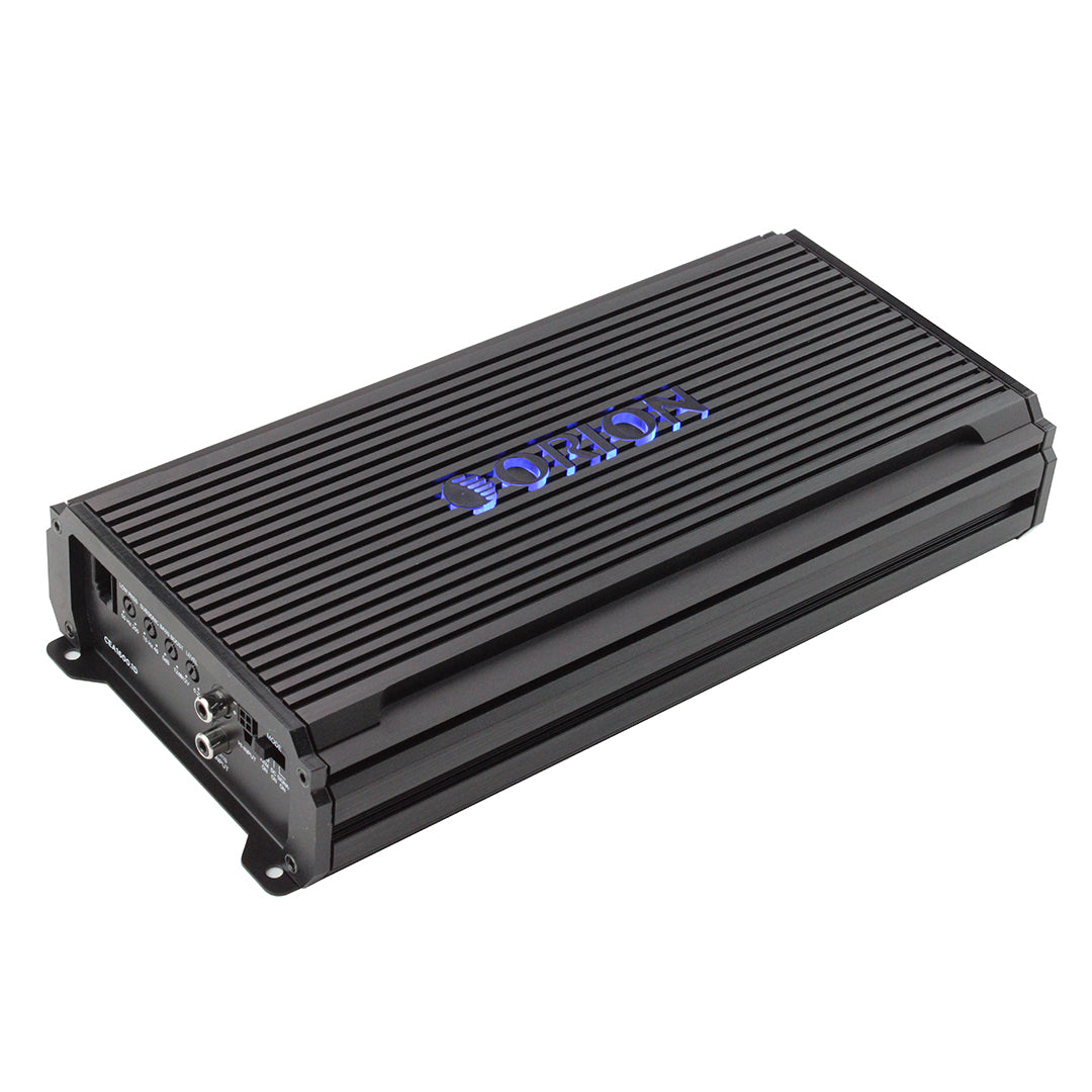 ORION amplifier with blue logo on a white background