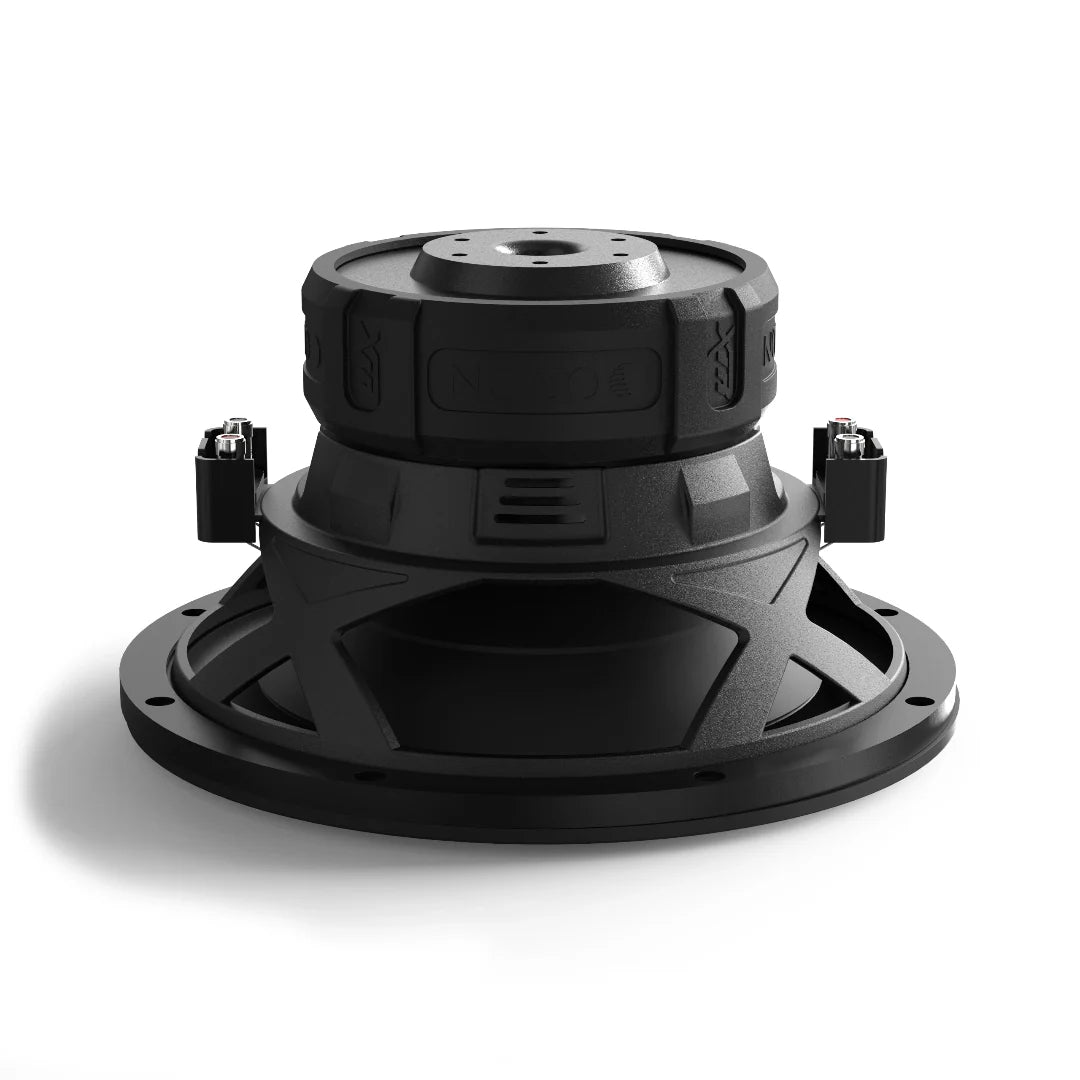 Black subwoofer on a white background