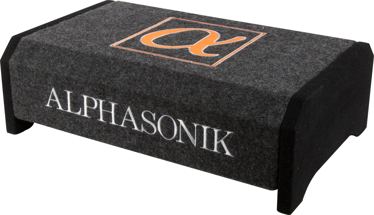 Alphasonik AS10DF 10" 1200 Watts 4-Ohm Down Fire Shallow Mount Flat Enclosed Sub woofer for Tight Spaces in Cars and Trucks, Slim Thin Loaded Subwoofer Air Tight Sealed Bass Enclosure