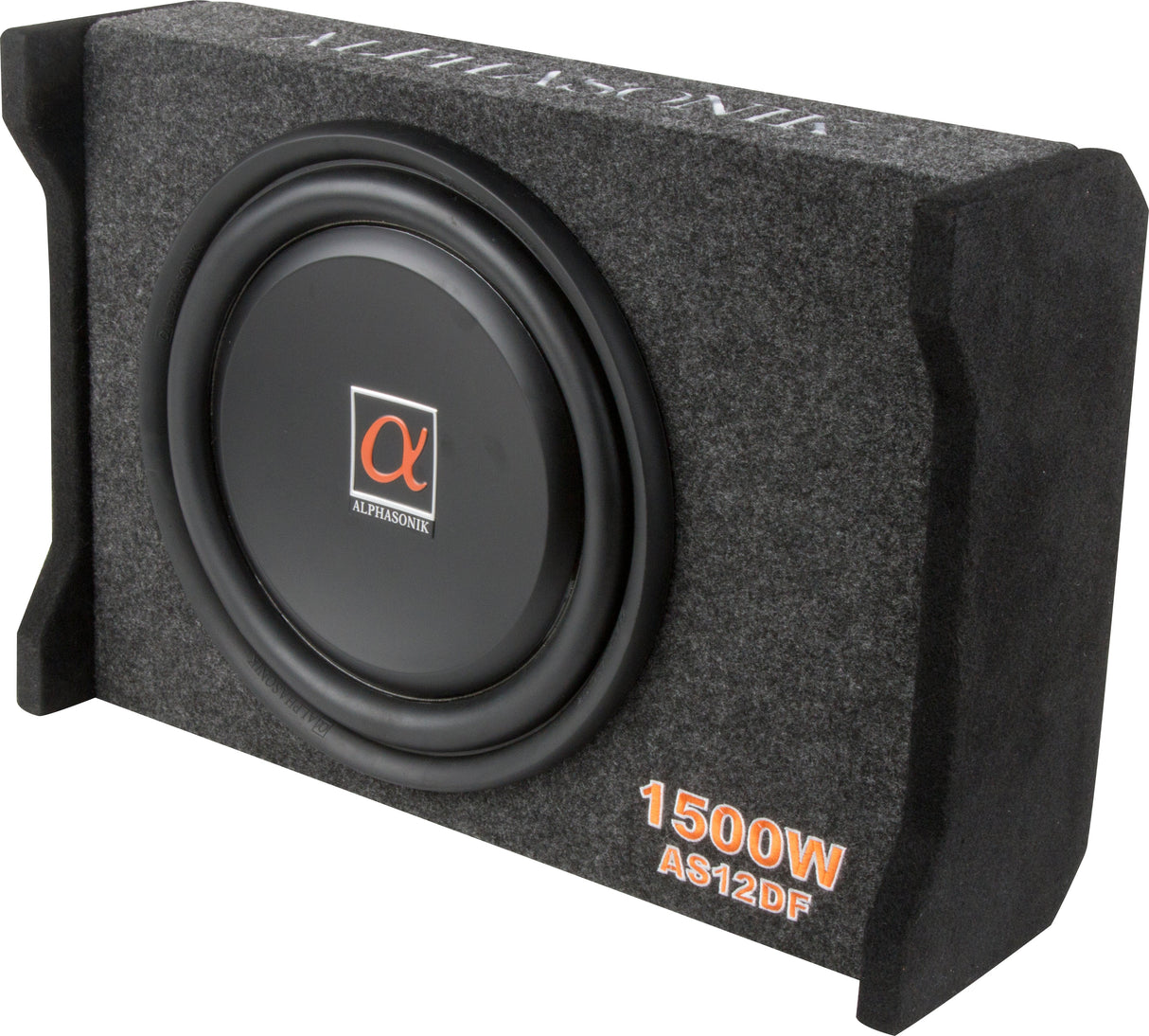 Alphasonik AS12DF 12" 1500 Watts 4-Ohm Down Fire Shallow Mount Flat Enclosed Sub woofer for Tight Spaces in Cars and Trucks, Slim Thin Loaded Subwoofer Air Tight Sealed Bass Enclosure