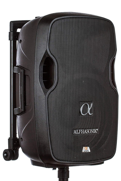Alphasonik 12" Portable Rechargeable Battery Powered 1200W PRO DJ Amplified Loud Speaker with 2 Wireless Microphones Echo Bluetooth USB SD Card AUX MP3 FM Radio PA System LED Ring Karaoke Tripod Stand