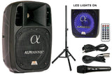 Alphasonik 8" Powered 1200W PRO DJ Amplified Loud Speaker Bluetooth USB SD Card AUX MP3 FM Radio PA System LED Ring Karaoke Mic Main Monitor, Band Church, Party, Guitar Amp, Home, BBQ w/ Tripod Stand