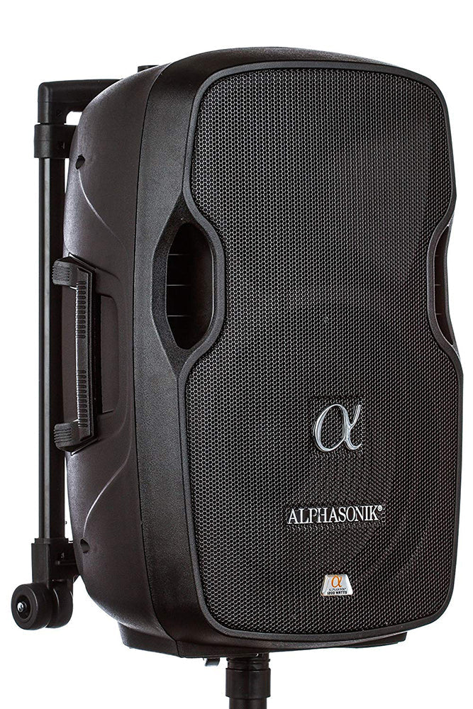 Alphasonik 15" Portable Rechargeable Battery Powered 1500W PRO DJ Amplified Loud Speaker with 2 Wireless Microphones Echo Bluetooth USB SD Card AUX MP3 FM Radio PA System LED Ring Karaoke Tripod Stand