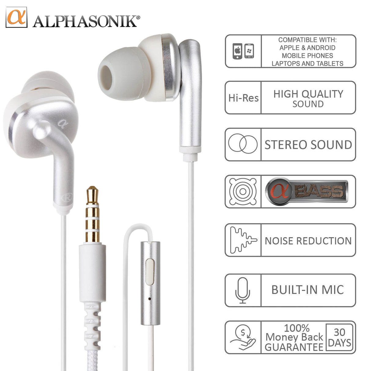 Alphasonik AE50AB Ultra HD Stereo Earphones