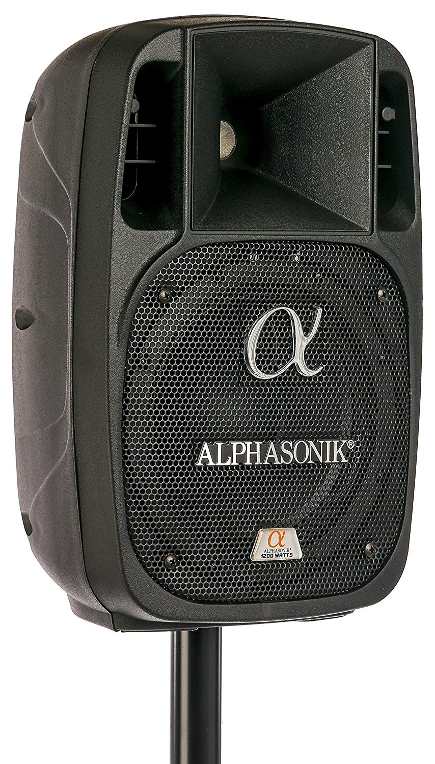 Alphasonik 8" Powered 1200W PRO DJ Amplified Loud Speaker Bluetooth USB SD Card AUX MP3 FM Radio PA System LED Ring Karaoke Mic Main Monitor, Band Church, Party, Guitar Amp, Home, BBQ w/ Tripod Stand