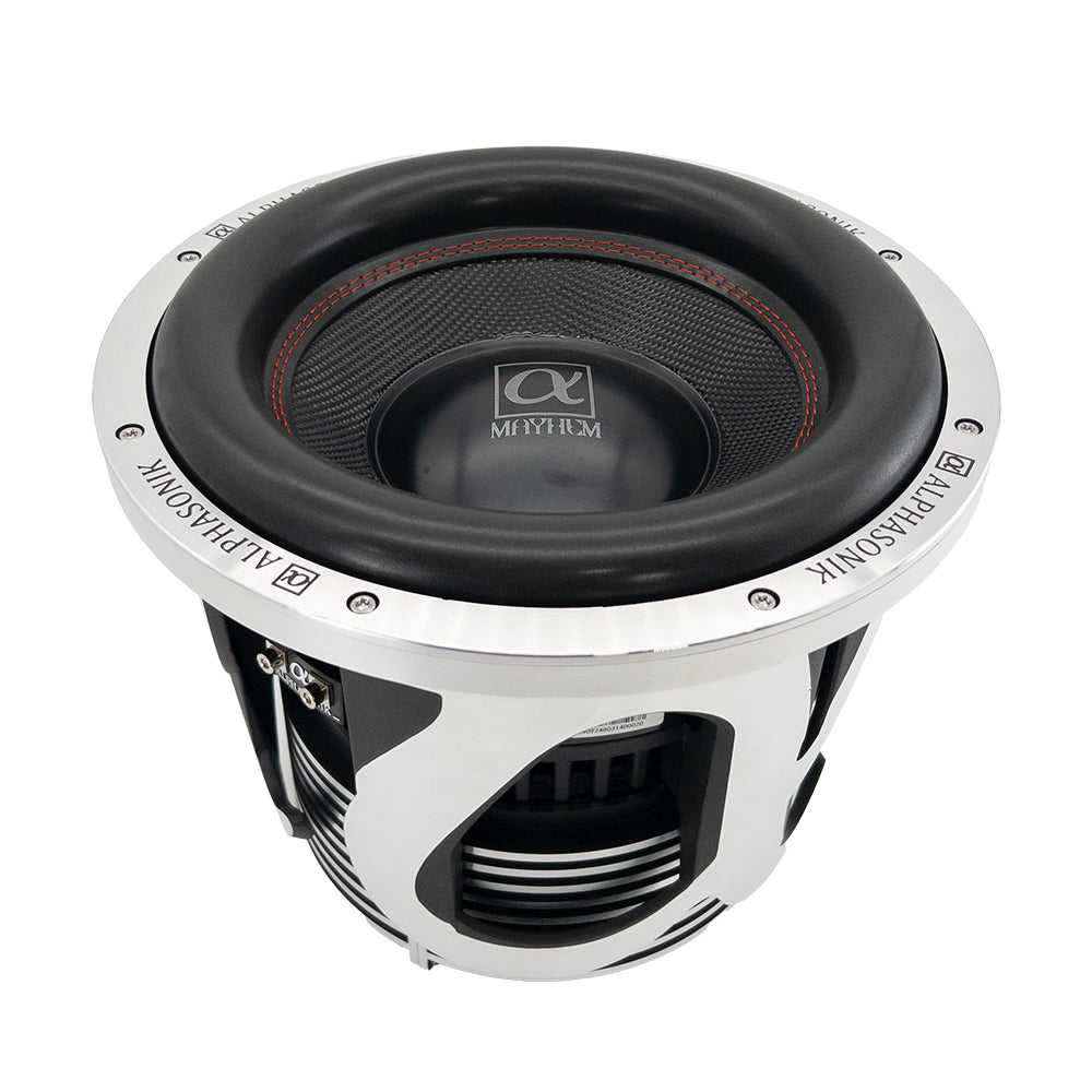 Mayhem 12” Dual 2-Ohm Subwoofer – 2500W RMS, Ultra-Efficient SPL Bass