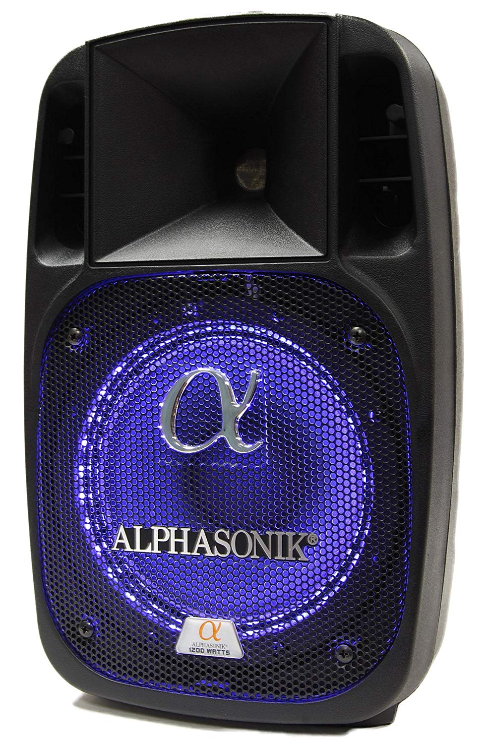 Alphasonik 8" Powered 1200W PRO DJ Amplified Loud Speaker Bluetooth USB SD Card AUX MP3 FM Radio PA System LED Ring Karaoke Mic Main Monitor, Band Church, Party, Guitar Amp, Home, BBQ w/ Tripod Stand