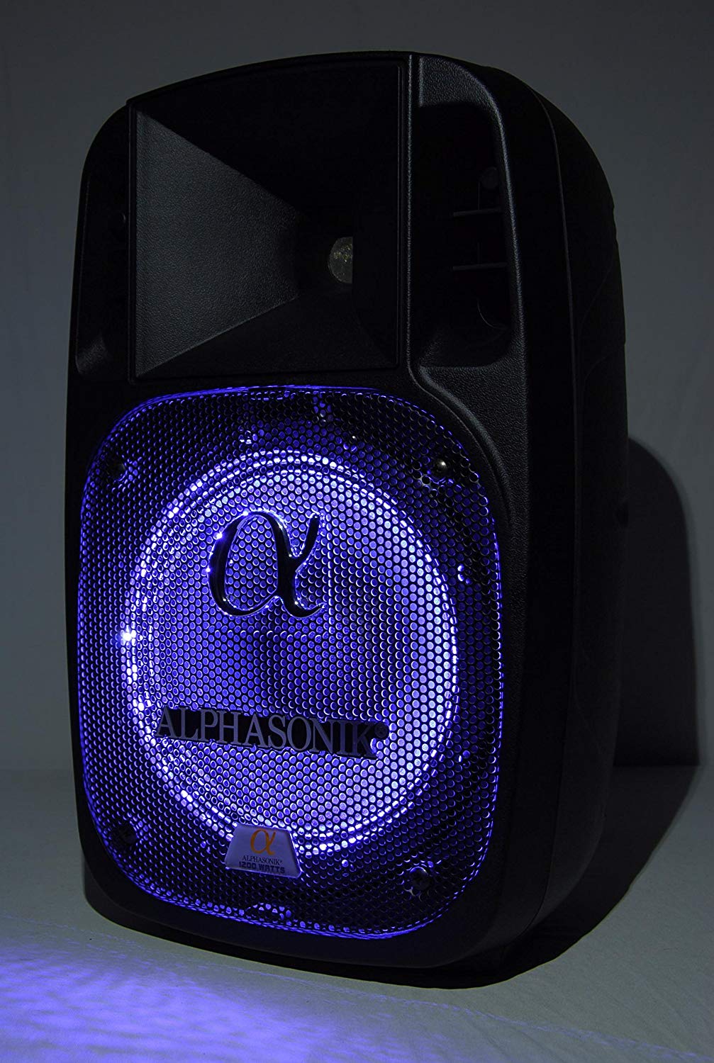 Alphasonik 8" Powered 1200W PRO DJ Amplified Loud Speaker Bluetooth USB SD Card AUX MP3 FM Radio PA System LED Ring Karaoke Mic Main Monitor, Band Church, Party, Guitar Amp, Home, BBQ w/ Tripod Stand