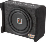 Alphasonik AS8DF 8 inch 600 Watts 4-Ohm Down Fire Shallow Mount Flat Enclosed Sub woofer for Tight Spaces in Cars and Trucks, Slim Thin Loaded Subwoofer Air Tight Sealed Bass Enclosure