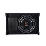 Alphasonik AS100A 10" 1200 Watts MAX Built-in Amplifier Down Fire Shallow Mount  Enclosed for Tight Spaces in Cars and Trucks, Slim Thin Loaded Subwoofer Air Tight Sealed Bass Enclosure