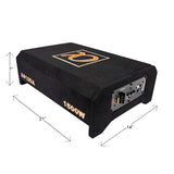 Alphasonik AS120A 12" 1500 Watts MAX Built-in Amplifier Down Fire Shallow Mount  Enclosed for Tight Spaces in Cars and Trucks, Slim Thin Loaded Subwoofer Air Tight Sealed Bass Enclosure