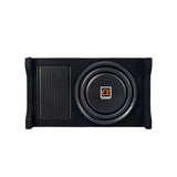 Alphasonik AS80A 8" 600 Watts MAX Built-in Amplifier Down Fire Shallow Mount  Enclosed for Tight Spaces in Cars and Trucks, Slim Thin Loaded Subwoofer Air Tight Sealed Bass Enclosure