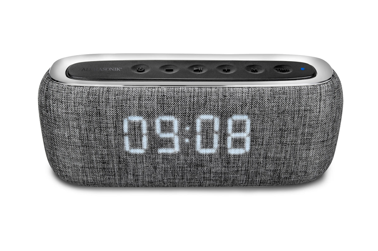 Alphasonik CHARM Wireless Bluetooth Portable Speaker with Digital LED Alarm Clock (*Military Time ONLY*)
