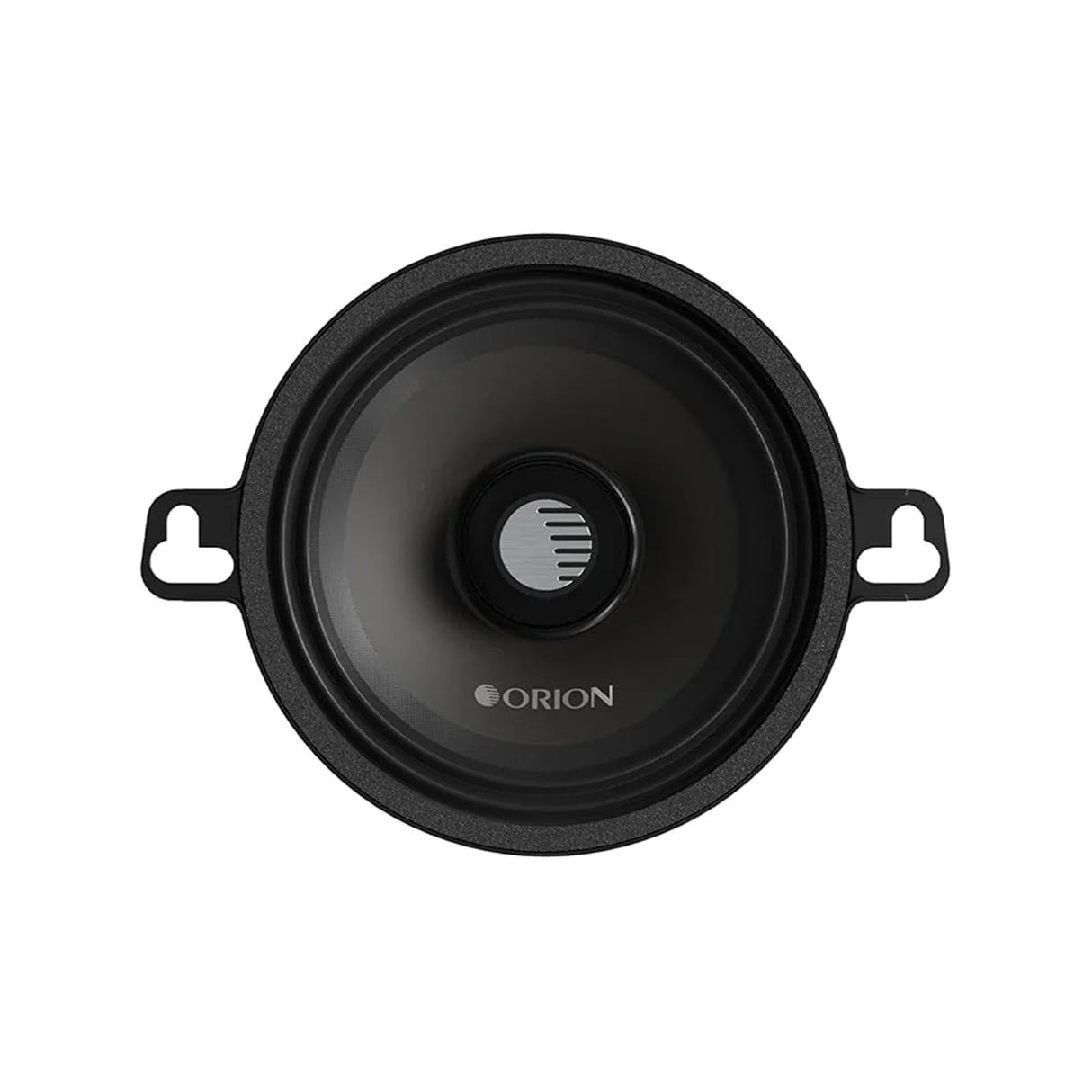 Black speaker with Orion logo on a white background