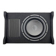 A black 6.5” ported vented enclosure subwoofer with a visible cone and a carpeted housing.