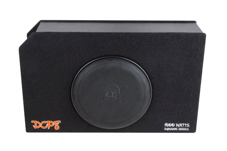 Alphasonik Dynamis DCP8 8 inch 1000 Watts 4-Ohm Shallow Mount Flat Enclosed Sub woofer in Ported Vented Box for Tight Spaces in Cars and Trucks, Slim Thin Loaded Subwoofer Custom Port Bass Enclosure