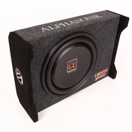 Alphasonik AS12DF 12" 1500 Watts 4-Ohm Down Fire Shallow Mount Flat Enclosed Sub woofer for Tight Spaces in Cars and Trucks, Slim Thin Loaded Subwoofer Air Tight Sealed Bass Enclosure