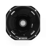 Black speaker with Orion logo on a white background
