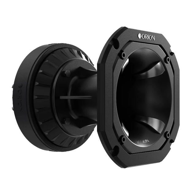 Black Orion speaker on a white background
