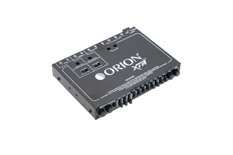 An image of the Orion XEQ-X3B 11-Band Parametric Equalizer, showcasing its front panel with switches and LED indicators.