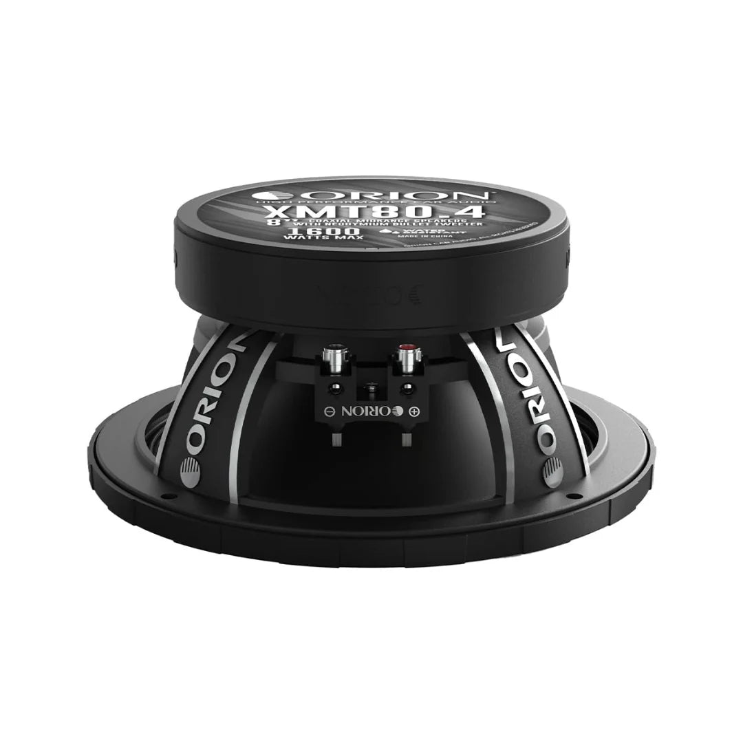 Side angle showing rugged 8” waterproof midrange speaker