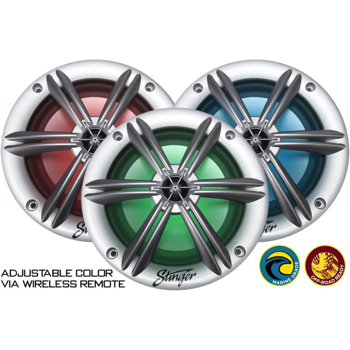 STINGER 6.5” Coaxial Speaker With Built-In Multi-Color Rgb Lighting (SEA65RGBS)